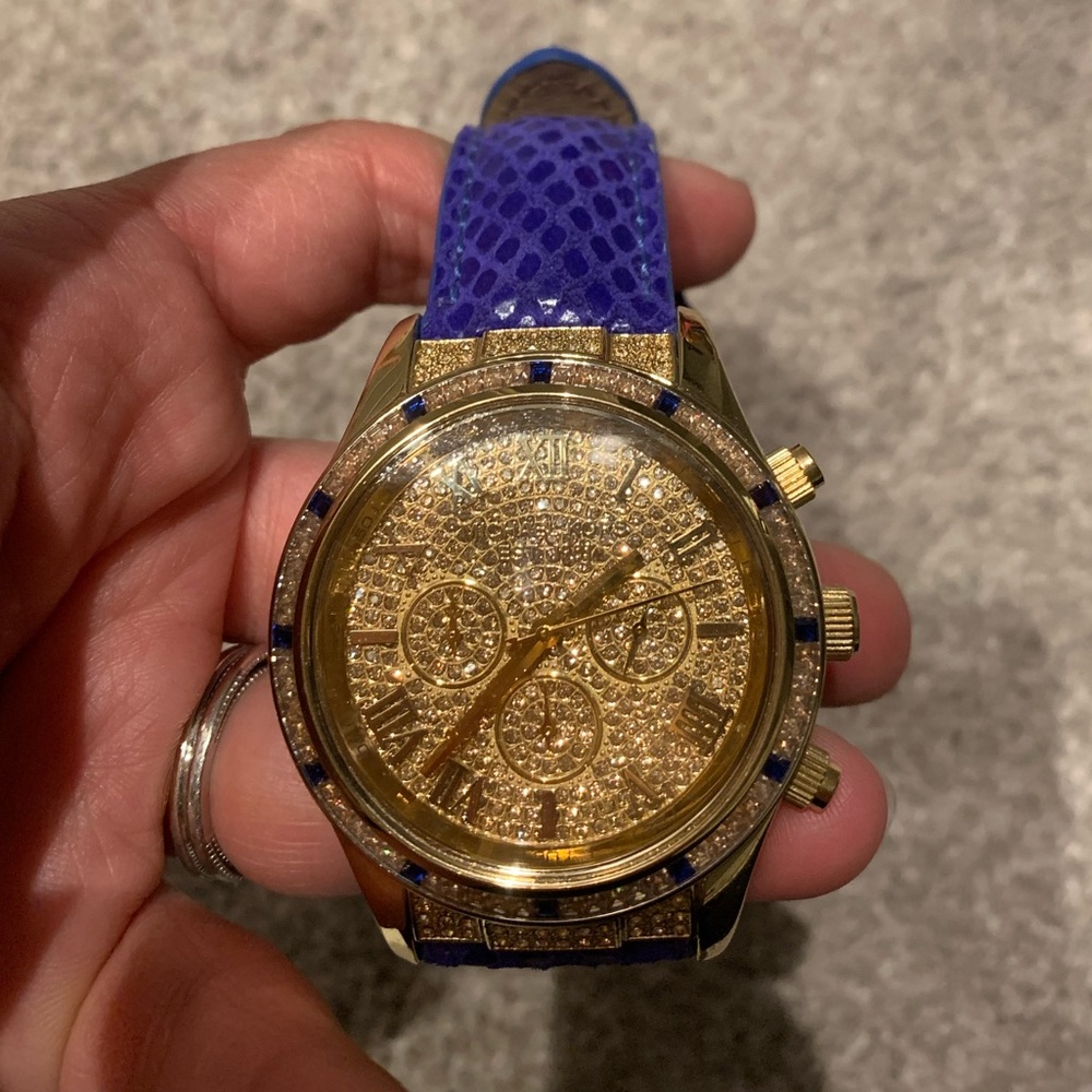 Blue & Gold Crystal Michael Kors watch